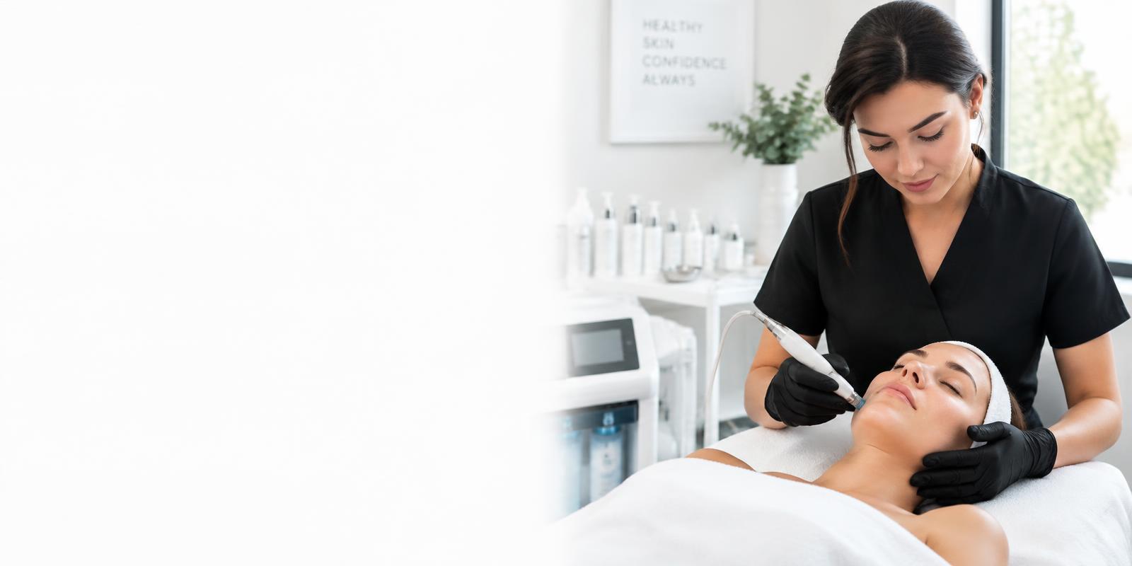 Aesthetics trainer delivering a practical skin treatment